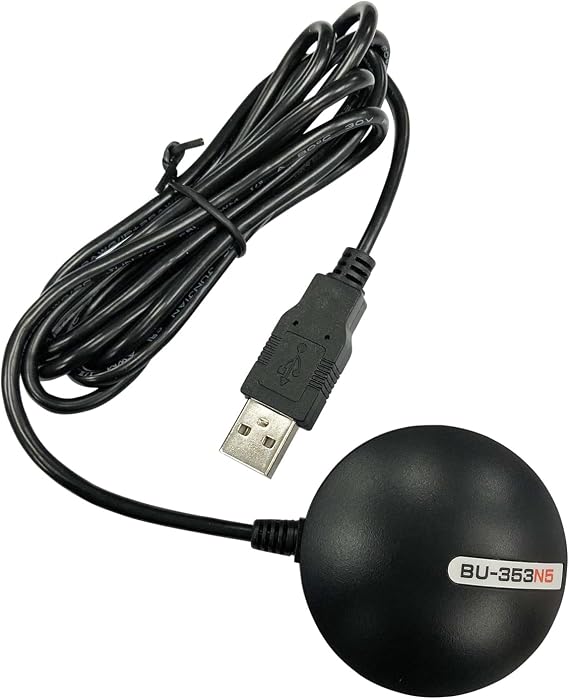 GlobalSat BU-353N5 USB GNSS Receiver, Black, Made in Taiwan