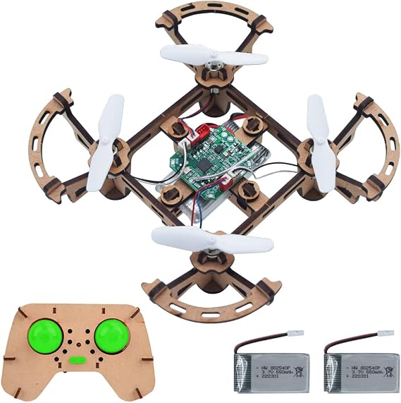 Diy Mini Wooden Drone RC Quadcopter Building Kits for Kids or Beginner,School Educational Science Kits Remote Control for Boys and Girls and Teens(Ages 5-7, 5-9, 8-12, 10+) gkfescc XYQ-1