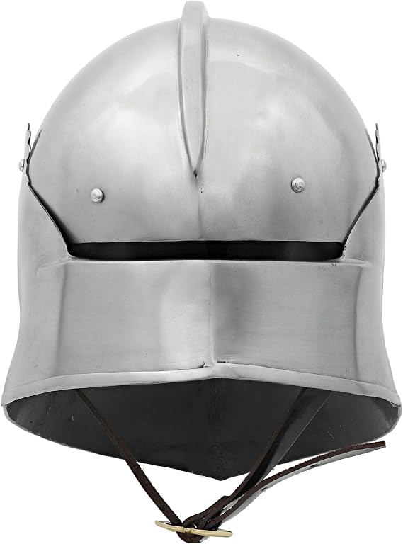 Armory Replica Teutonic Knight's Steel Sallet Helmet, 18-Gauge Mild Steel, Historical 15th Century Design with Hinged Faceplate, Authentic Medieval Reenactment & Display Piece