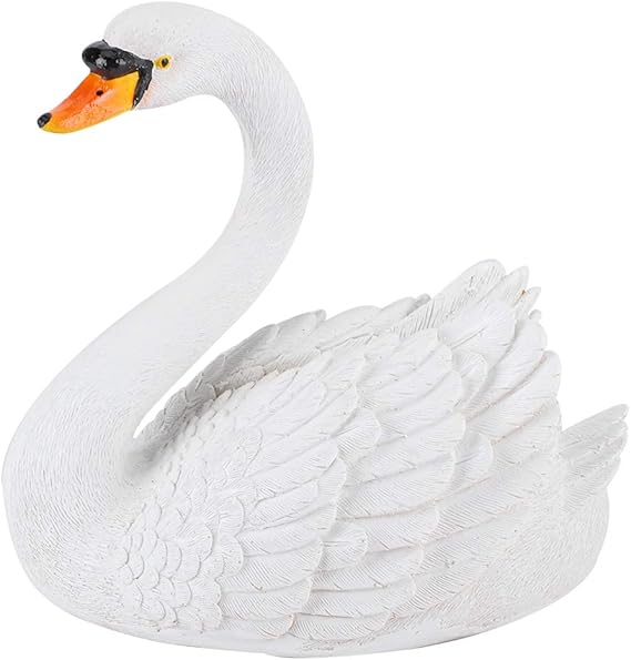White Swan Ornament Outdoor White Swan Decoration Floating Swan Figurine Small Resin Garden Swan Decor for Garden Pond Yard Pool Park (21 * 19 * 13cm)