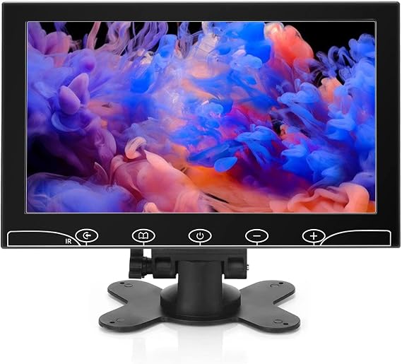 AISHICHEN 10.1 Inch Small Monitor, Raspberry Pi Screen Built-in Speakers, Mini Display 1024 x 600, 60 Hz, 5ms, IPS Screen Display w/Remote Control, HDMI VGA AV BNC Input, Computer Monitor