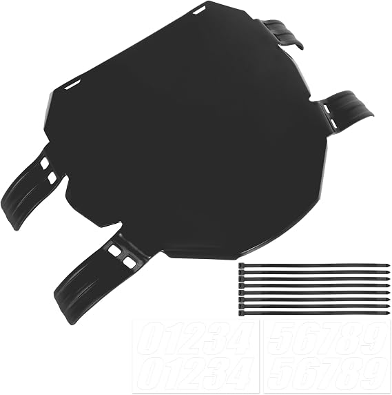 Motorcycle Front Number Plate, Black Downhill Plate with Number Sticker