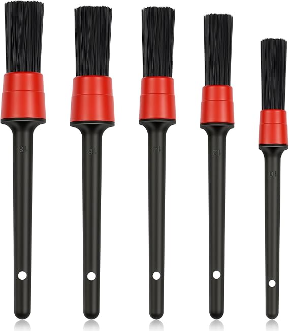 URAQT Detailing Brush, 5 Pack Different Size Car Detailing Cleaning Brushes, Car Interior Cleaning Tools, Professional Detailings Brushes Set, for Interior Exterior Automotive Wheel Engine Air Vents