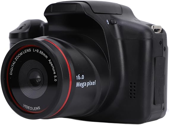 Telephoto Digital Camera, 16MP 1080P HD 16X Zoom with LCD Display and Flash, Micro SLR Digital Camera for Travel Vlogging