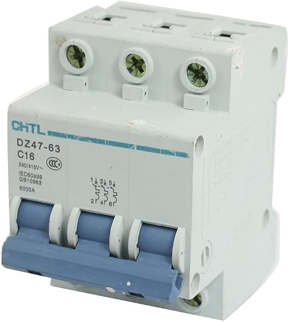 DZ47-63 C16 3Pole Overload Miniature Circuit Breaker AC240V 415V 6000A