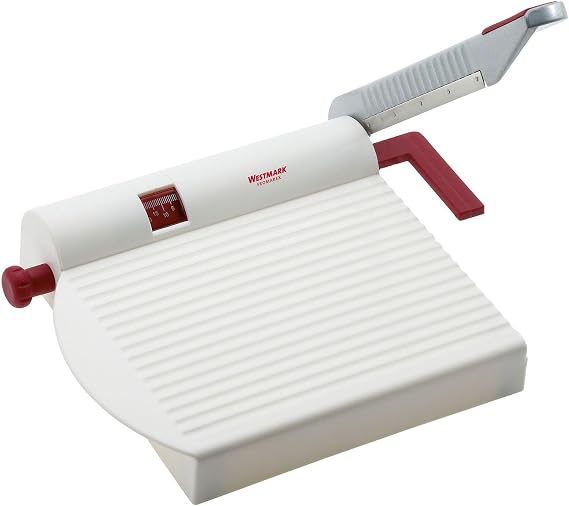 Westmark Adjustable Cheese Slicer with Board & Stainless Steel Sharp Blade, German Cheese Cutter with Precise Thickness Control, Multipurpose Food & Cheese Slicer, Effortless Slicing, White