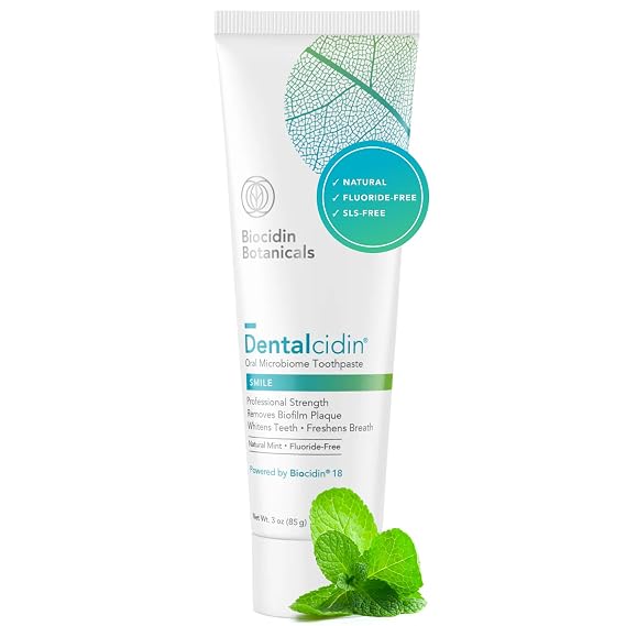 Biocidin Dentalcidin Mint Fluoride Free Whitening Toothpaste, 3 Oz | 18 Botanical Blend, for Sensitive Teeth, Promote a Healthy Oral Microbiome, Plaque Removal & Gum Health, Plant Based