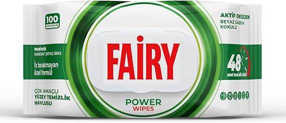 Fairy Çok Amaçlı Yüzey Temizlik Havlusu 100 Yaprak | Beyaz Sabun | Beyaz Sirke & Karbonat | 48 Saat Temizlik Etkili | İz Bırakmayan Formül