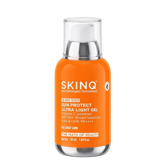 Sunscreen for Men & Women 50ml with Vitamin C, SPF 50 & Broad Spectrum PA++++ Sun Protect Ultra Light Gel suitable for All Skin Types Lightweight, Non-Sticky & Water-Resistant