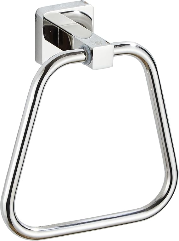 SUS304 Stainless Steel Towel Ring Wall | Square Base Hand Towel Rail Holder Fixing Kit Modern Rustproof Mounted Bathroom Accessories Rack Kitchen Bathroom