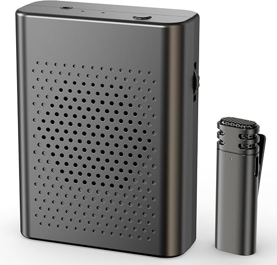 Wireless Voice Amplifier with Wireless Lavalier Microphone, PA System, Portable Cordless Omnidirectional Clip On Mic with Speaker for Teachers, Tour Guide, Lecture, Conference, Fitness Instructors
