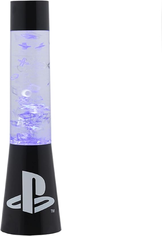PlayStation Glitter Liquid Flow Lamp with Floating Controller Icons - Officially Licensed Sony Merchandise Gaming Room Night Light Bedroom Decor
