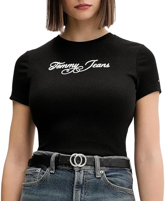 Tommy Hilfiger TJW SLIM ESS LOGO 1 RIB TEE EXT T-shirt Kadın