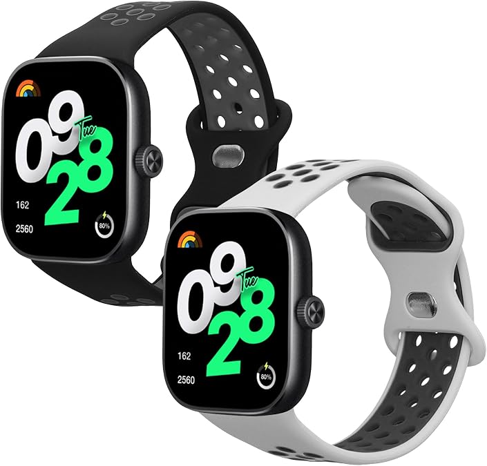 kwmobile Straps Compatible with Xiaomi Redmi Watch 4 Straps - 2x Replacement Silicone Watch Bands