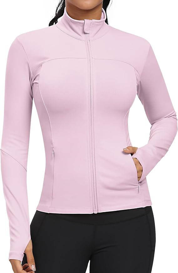 GYM RAINBOW Workout Jackets for Women Full Zip Slim Fit Lightweight Athletic Running Jacket with Pockets