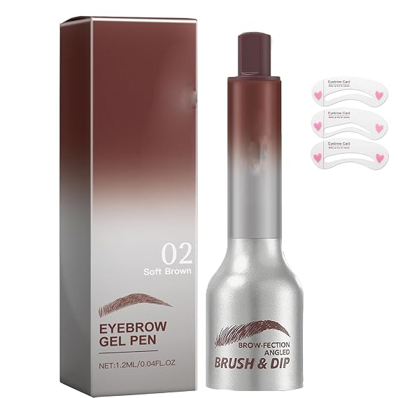 Liftique Brow Brush,Liquid Eyebrow Brush,Brow-Fection Angled Brush & Dip Liquid Eyebrow Gel, Long Lasting Waterproof Eyebrow Pencils,Multi-Purpose Non-Smudged Eyebrow Pen (Brown)