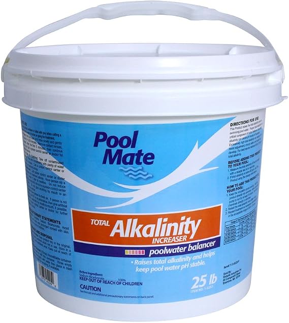Pool Mate 25-Pounds Premium Alkalinity Increaser for Swimming Pools | 100% Sodium Bicarbonate, Alkalinity Up, Easy To Use, Works Fast, 11oz raises alkalinity 10 ppm per 5,000 gallons, Made in USA