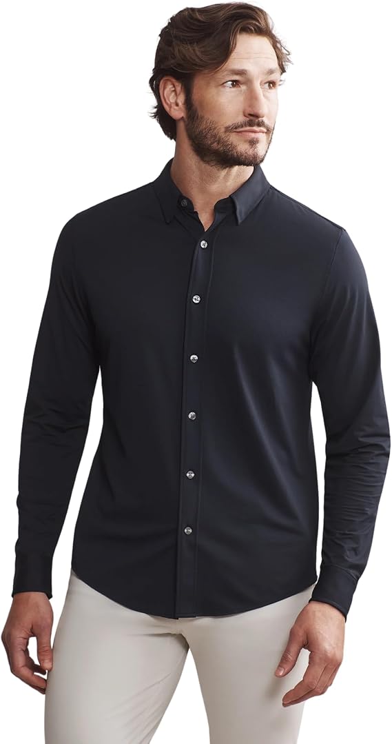 Rhone Mens Commuter Shirt Classic Fit Dress Shirt for Men, True Navy, Large