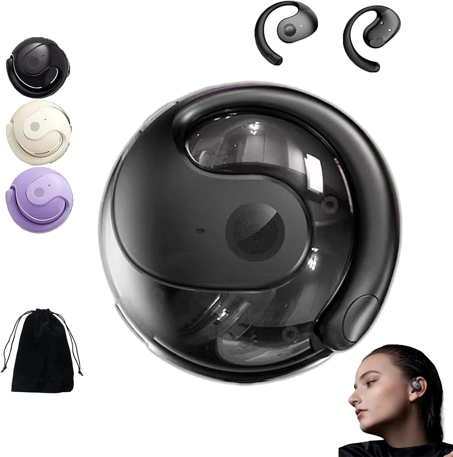 Delighteal AI Translation Earphones, AI Translation Wireless Ows Bluetooth5.4 Earphones, Portable Translator Device Earbuds Real Time, Supports Over 75 Different Languages Black