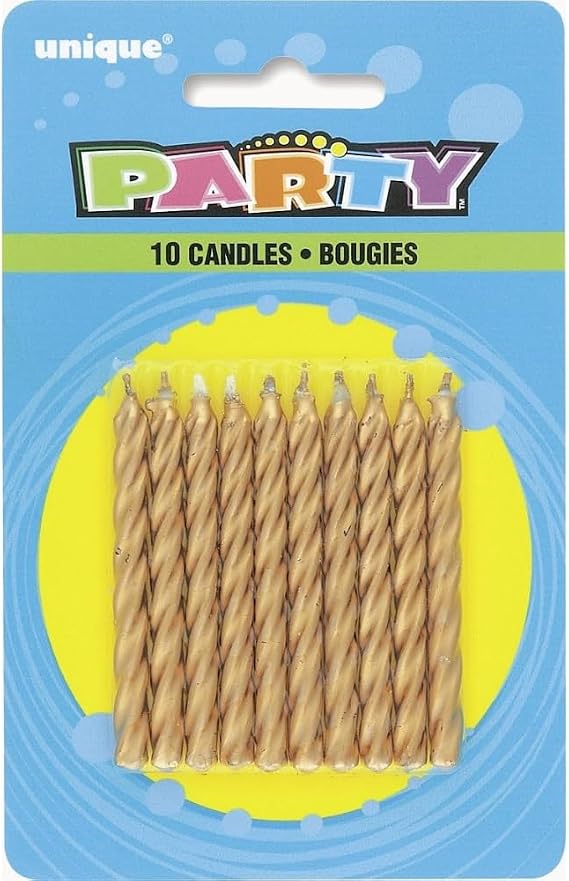Sparking Gold Spiral Birthday Candles (Pack of 10) - Luxurious & Eye-Catching Celebration Candles for Unforgettable Parties