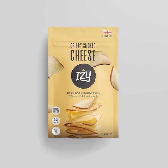 Crispy Smoked Sulguni Cheese Chips 100% Natural, Keto-Friendly, Gluten-Free Snack Freeze-Dried 90g Made in Georgia