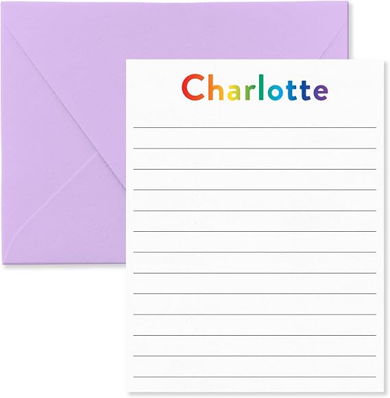 Personalized Rainbow Note Cards & Envelopes Stationary Set for Kids