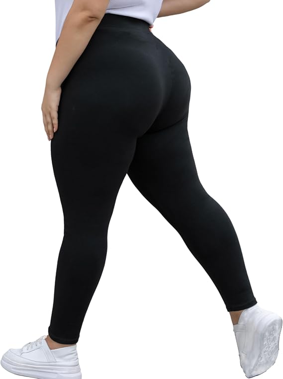 Plus Size Cotton Leggings for Women High Waisted Opaque Full/Capri 14W-26W