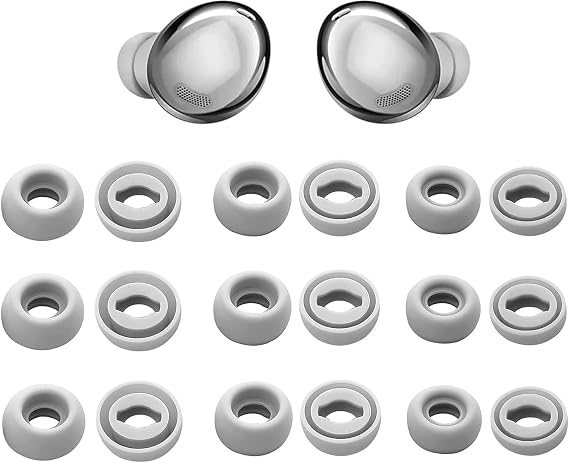 ALXCD Ear Tips Compatible with Galaxy Buds Pro SM-R190 Earbuds, S/M/L 3 Size 9 Pairs Silicone Earbuds Tips Replacement Eartips, Compatible with Galaxy Buds Pro SM-R190 9 Pairs Phantom Silver