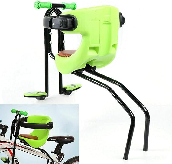 Baby Seat for Bike Front Mount Safety Chair Mountain Road Bikes Carrier W/Handrail + Adjustabl Height Pedal Nonslip Bicycle Attachment for Kids Child Infant Toddler Max 66lbs