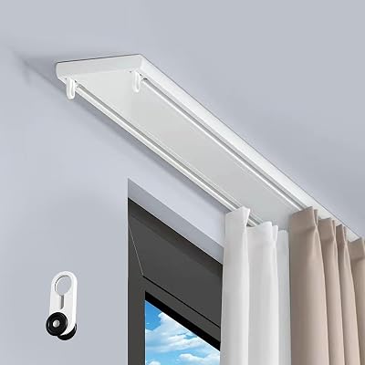 Double Row Curtain Track Silent Heavy Duty Drop Ceiling Curtain Track for Curtains-Room Divider for Living Room Bedroom Drop Ceiling Shower-Ceiling Track SystemA,2.9m9.5ft