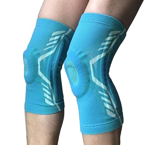 Sports Knee Compression Sleeve Support(1 pair) (Blue, X-Large)