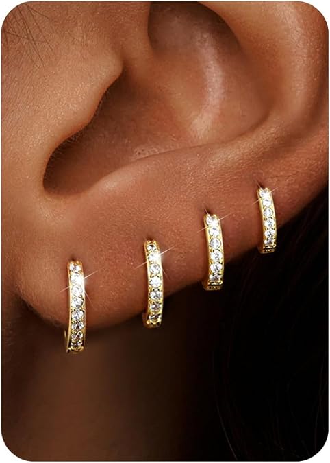 Small Gold Hoop Earrings for Women Hypoallergenic Dainty Earring Stacks