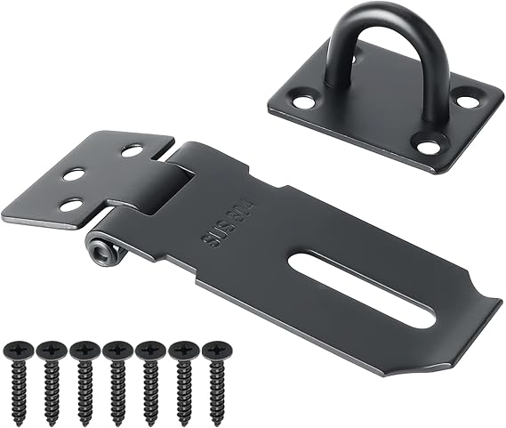 Alise Door Locks Hasp Latch,Black 3 Inch Safety Padlock Latch for Doors
