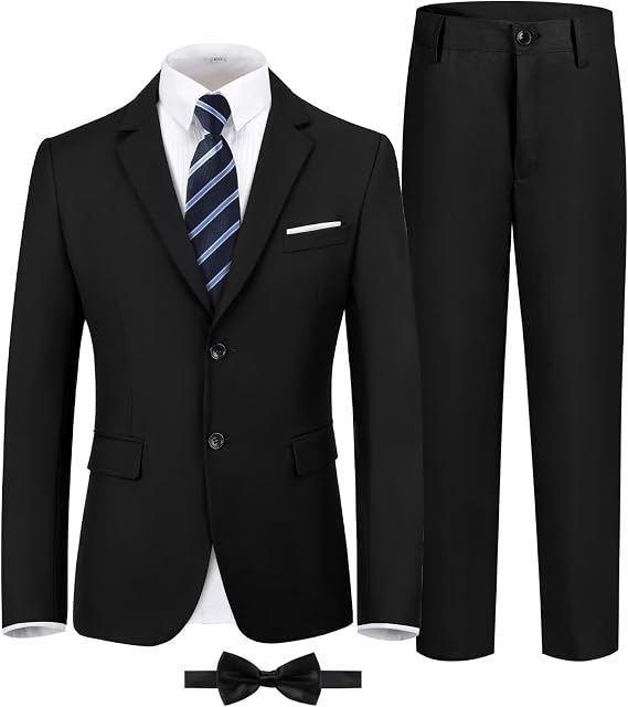 Boys Formal Suit Kids 5 Piece Suit Jacket Pants Set with Shirt Tie