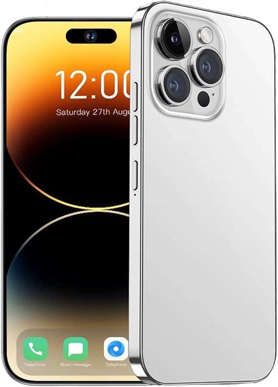 I4ProMax 4G Smartphone, 6.82 Inch HD Screen and 540*1560 Pixels Mobile Phone, Large Capacity Dual Camera Android Phone Support Smart Wake Up, Face Recognition, Fingerprint Unlock White