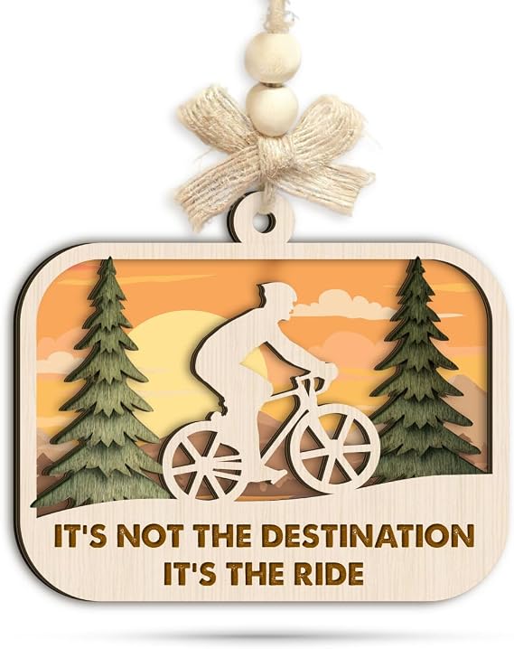 Cycling Christmas Ornament 2026-2 Layer Wooden Bicycle Ornament, Holiday Decoration & Xmas Gift for Bike Lovers, for Cyclist, Bikers, Riders, Racing Enthusiasts