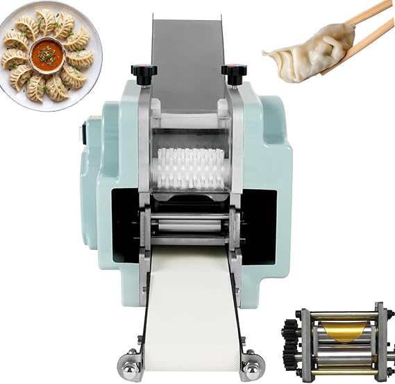 Commercial Dumpling Skin Wrapper Machine, 8-9.5cm Diameter Automatic Dumpling Skin Maker Machine Stainless Steel, Dough Roller Pastry Sheet Presser Skin Maker, Spring Rolli/Ravioli/Momo