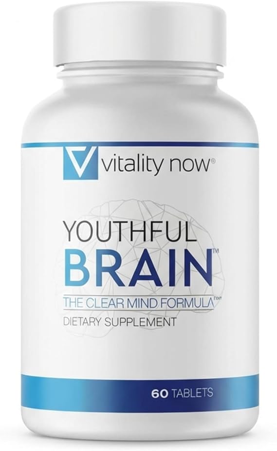Youthful Brain | Memory & Brain Health Support Supplement with Bacopa Monnieri, Ginkgo Biloba, B12 - Easy to Swallow Tablets - 30-Day Supply (60 Count)