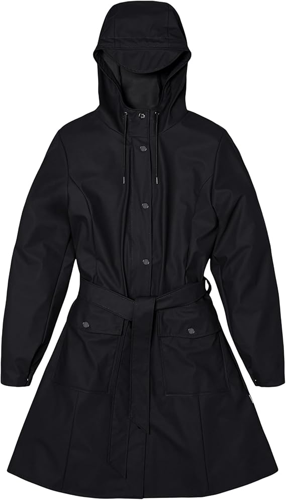 RAINS Curve Jacket for Women Waterproof Hooded Raincoat, Windproof