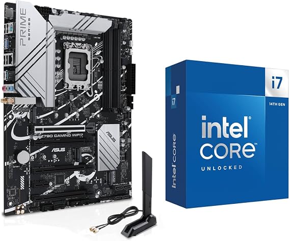 INLAND by Micro Center CPU Motherboard Intel i7-14700K 14th Gen 20-Cores LGA 1700 Desktop Processor with ASUS Z790 Gaming WIFI7 ATX Motherboard