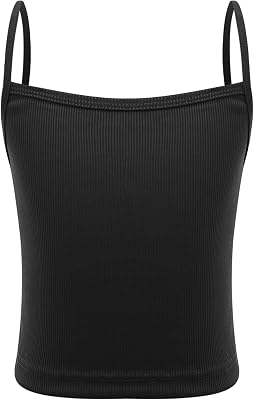 inhzoy Girls Tank Top Kids Spaghetti Straps Camisole Dance Basic Cami Sleeveless Crop Shirts Ballet Gymnastics Vest