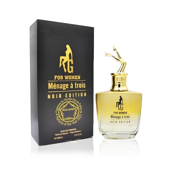 Trois G Noir Edition, Eau de Parfum Spray - Fruity Perfume for Women, Orange Scent Jasmine Fragrance - Great Holiday Gift, 3.4 Fl Oz/100Ml