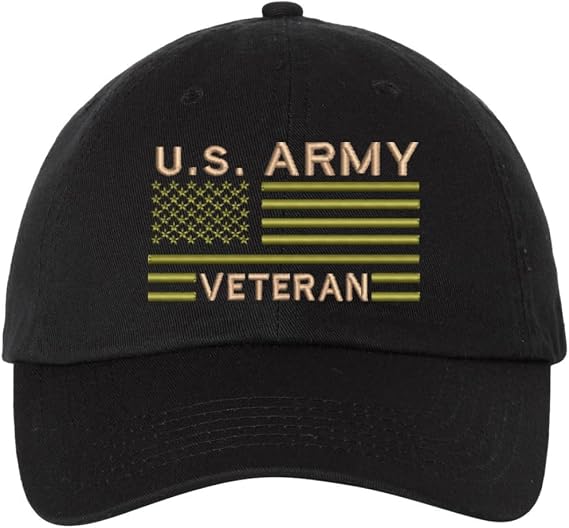 US Army Veteran USA Flag Embroidered Dad Hat Unstructured USA Army Military Vet Adjustable Baseball Cap
