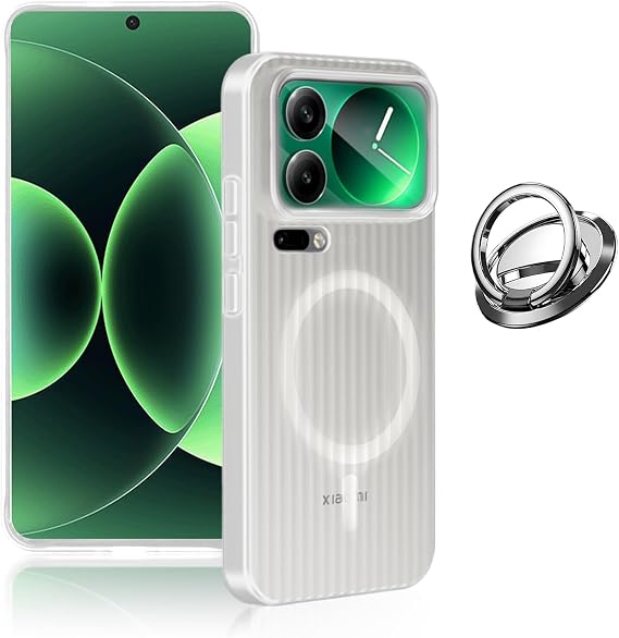 Case for Xiaomi 17 Pro Max Magnetic Frosted PC Back Cover,Ice Mist Corrugated Texture Hard Shell,Slim Shockproof Anti-Fingerprint Protective Case[White]