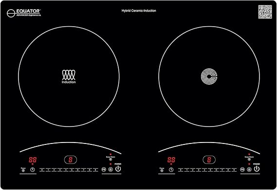 Equator 20-inch Electric Hybrid Cooktop with 1 Induction & 1 Ceramic Burners