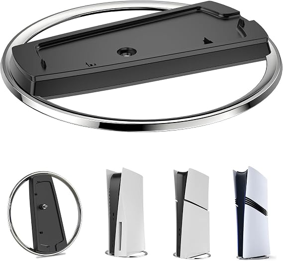 Vertical Stand for PS5 Pro Consoles, Compatible with Playstation 5 Slim, Metal Upright Base Anti-Slip Holder for PS5 & Slim Disc/Digital Console