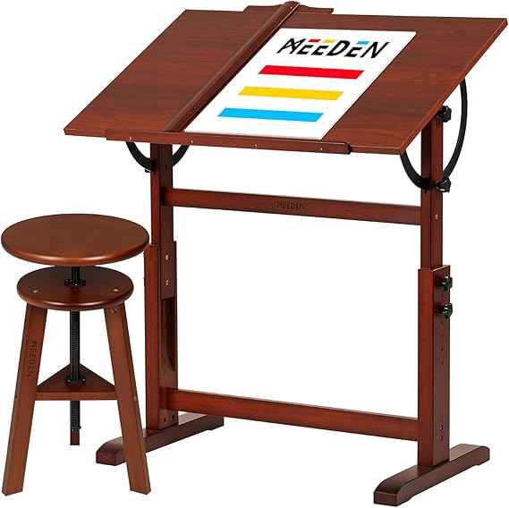 MEEDEN Vintage Drafting Table & Stool: 35.5" x 23.5" Art Desk and Stool Set
