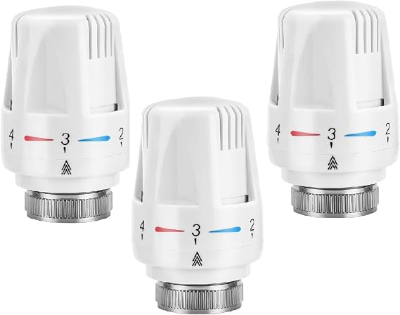 CROWNSHOP 3PCS Thermostatic Radiator Head M30x1.5 Temperature Control Valve