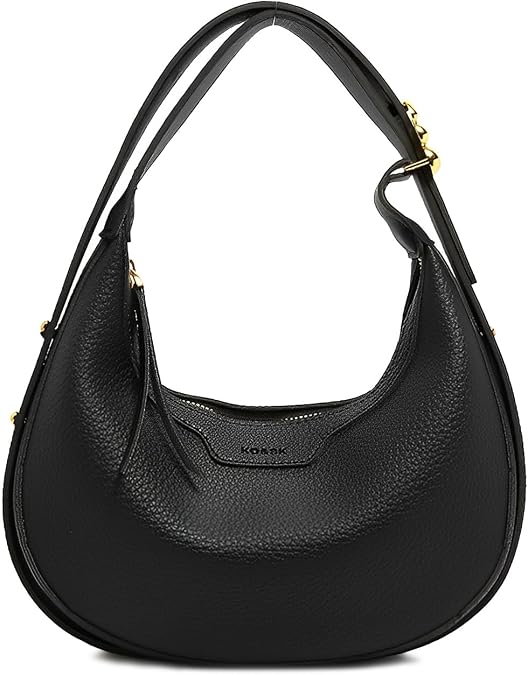 LassZone Leather Crescent Shoulder Bag for Women Crossbody Handbag Saddle Bag Chic Satchel Purse