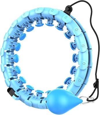 Weighted Hula Exercise Hoop Plus Size, Smart Hoola Hoops for Adults Weight Loss, 24 Sections Detachable Adjustable Women Weighted Hoola Hoops for Fitness Blue